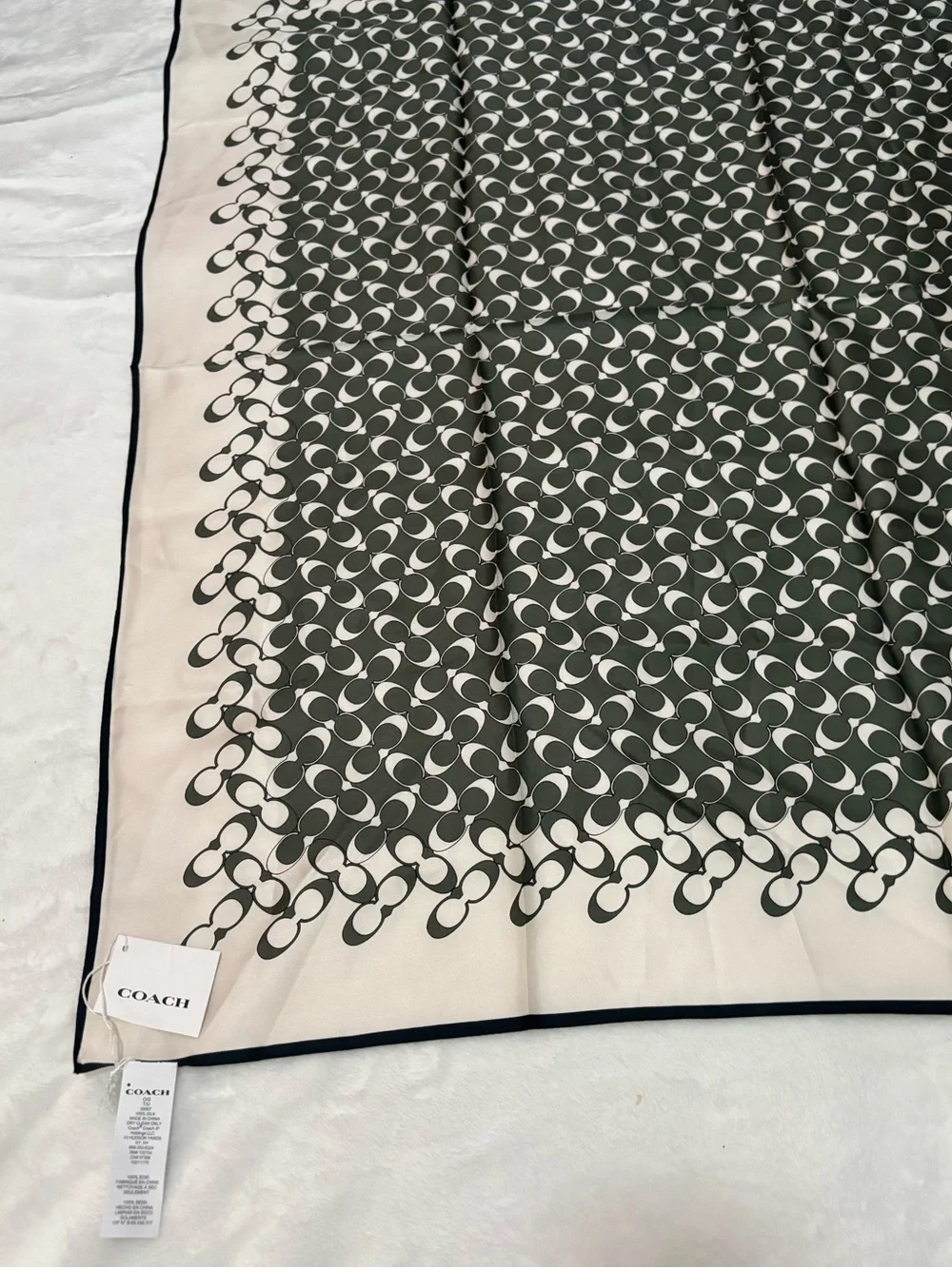 COACH Signature Silk Patterned Square Scarf